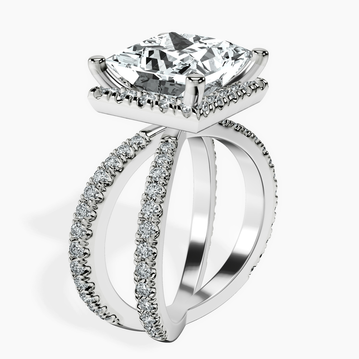 10kt White Gold Electra Criss Cross Halo Lab Diamond Ring standing product image one