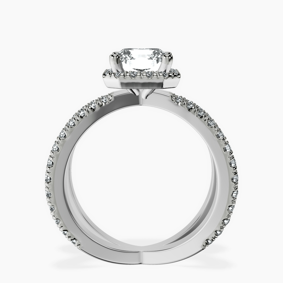 9ct White Gold Electra Criss Cross Halo Lab Diamond Ring side right image one
