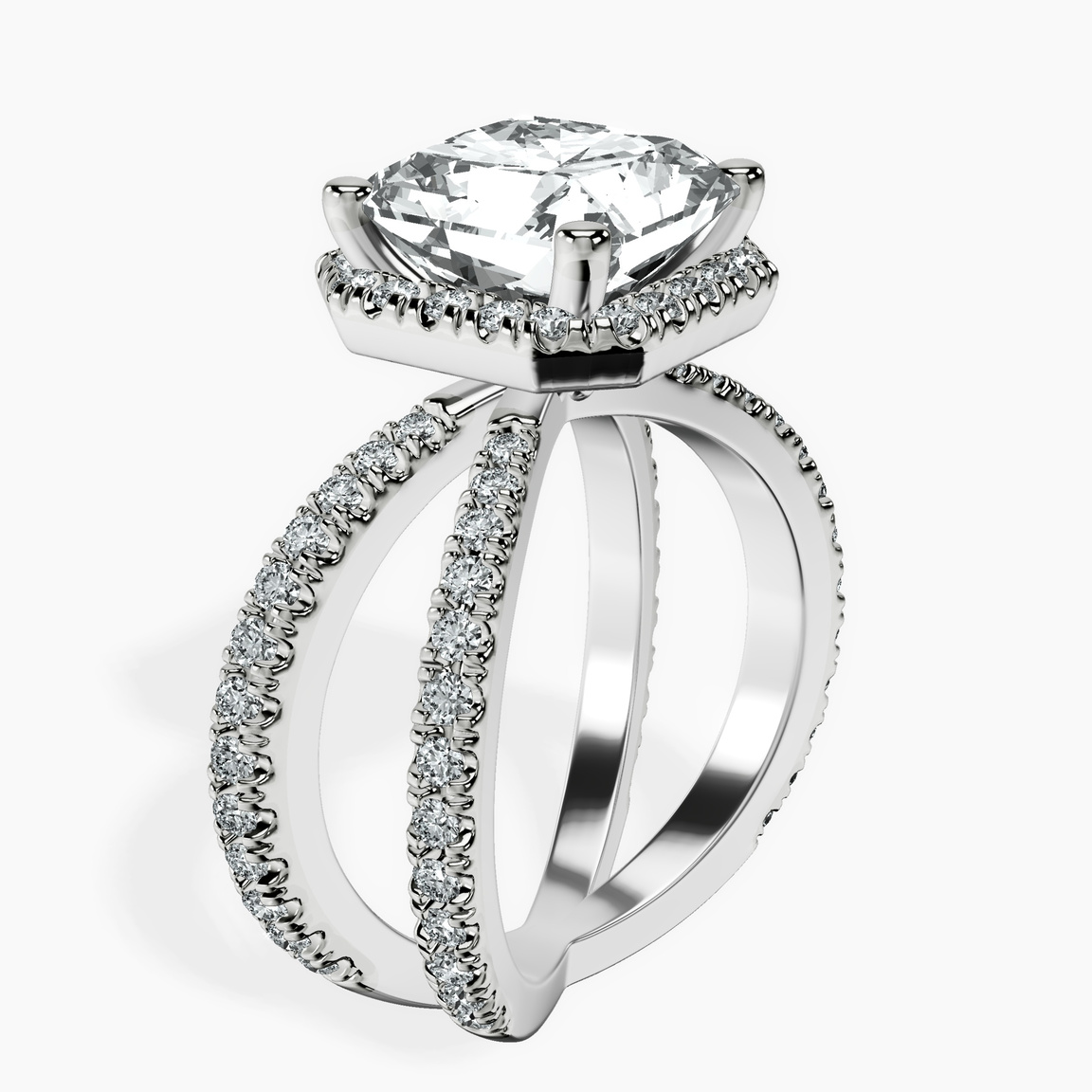10kt White Gold Electra Criss Cross Halo Lab Diamond Ring standing product image one