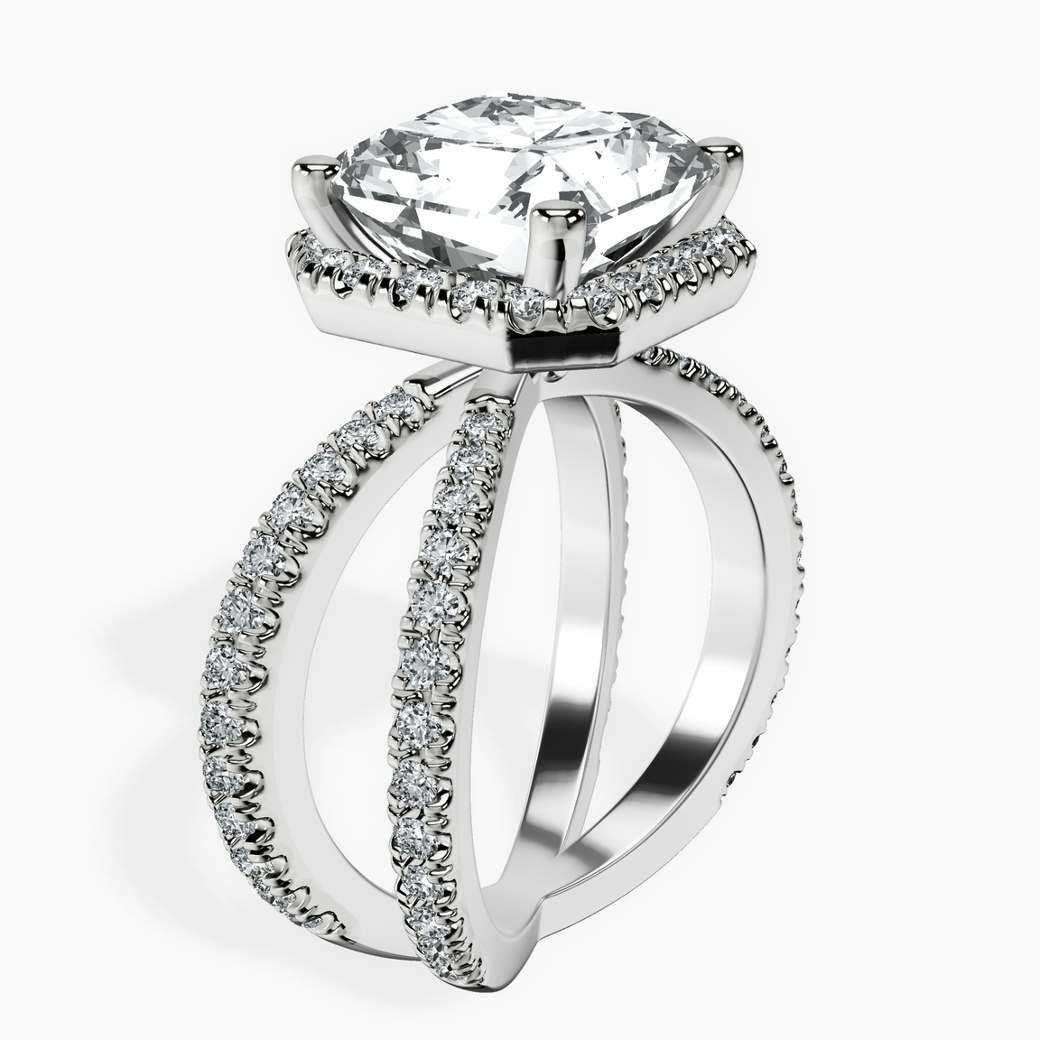 10kt White Gold Electra Criss Cross Halo Lab Diamond Ring standing product image one