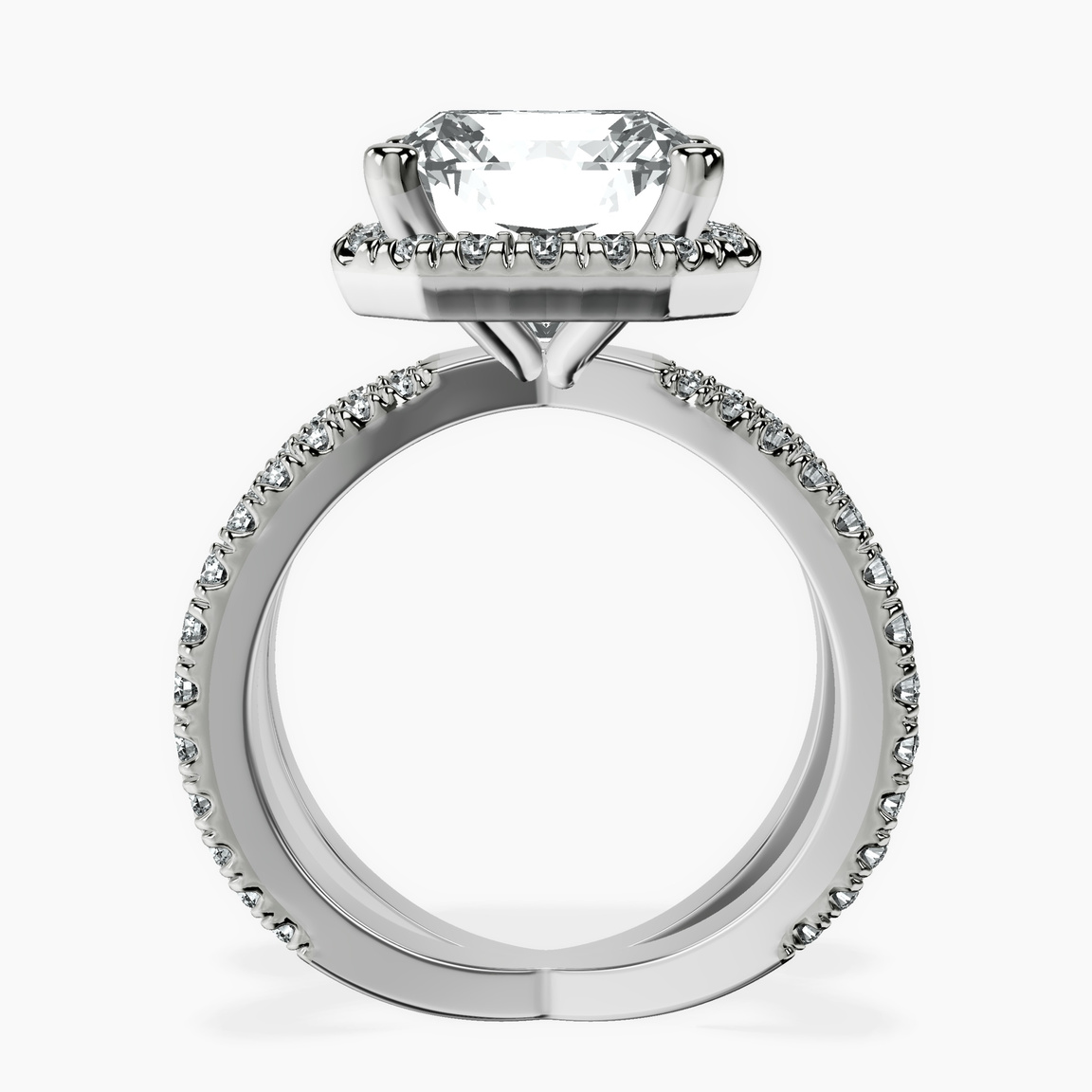 10kt White Gold Electra Criss Cross Halo Lab Diamond Ring side right image one