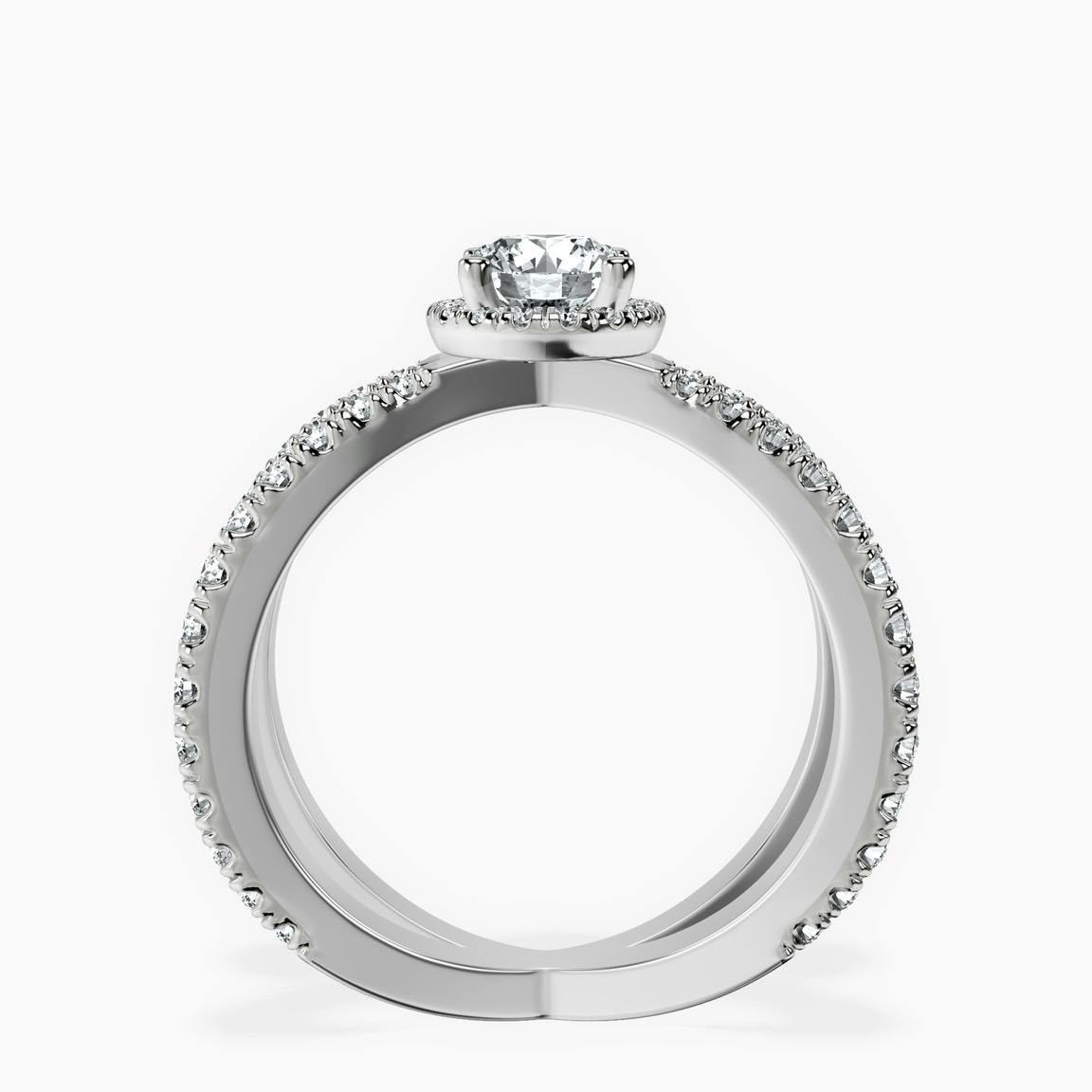 10kt White Gold Electra Criss Cross Halo Lab Diamond Ring side right image one