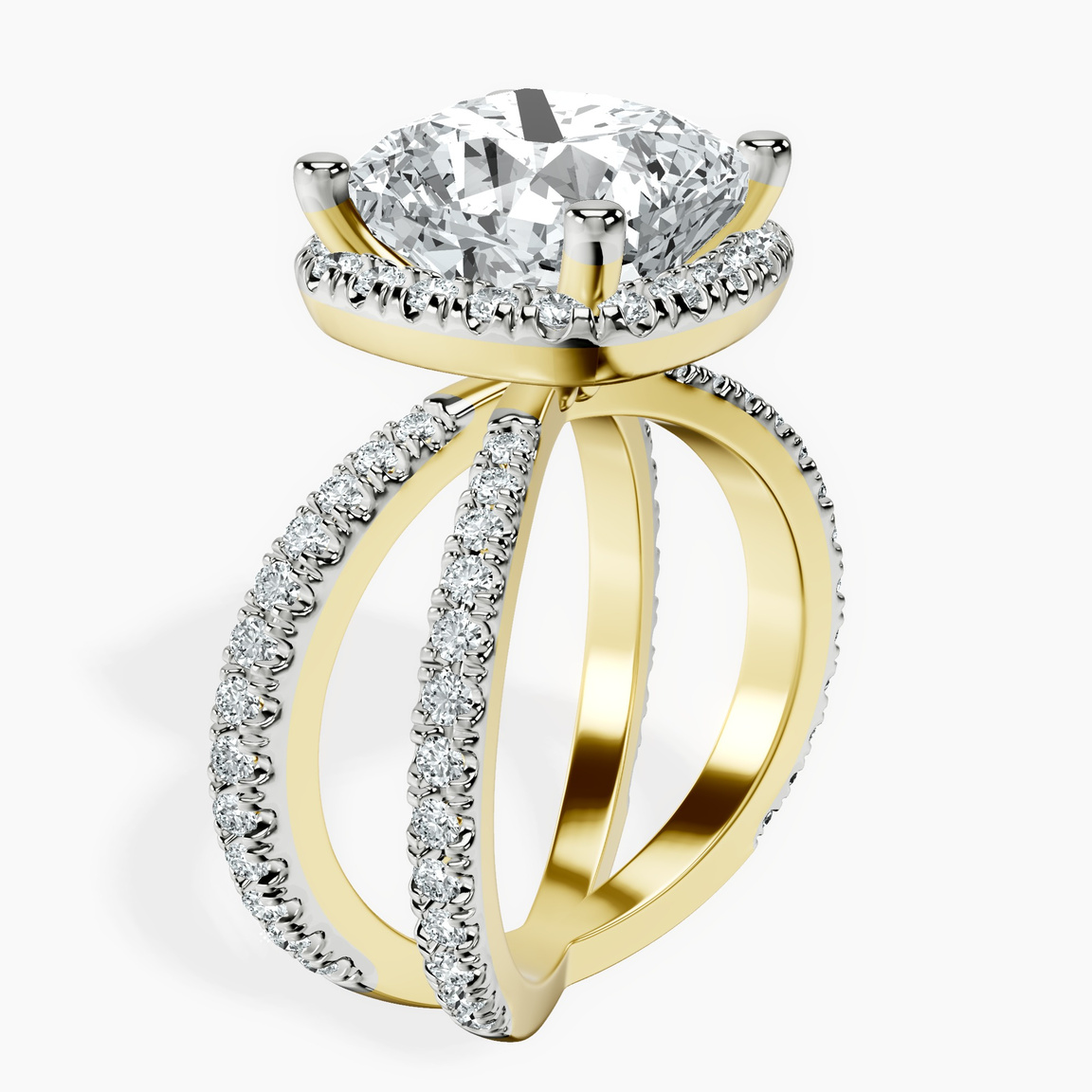 10kt Yellow Gold Electra Criss Cross Halo Lab Diamond Ring standing product image one