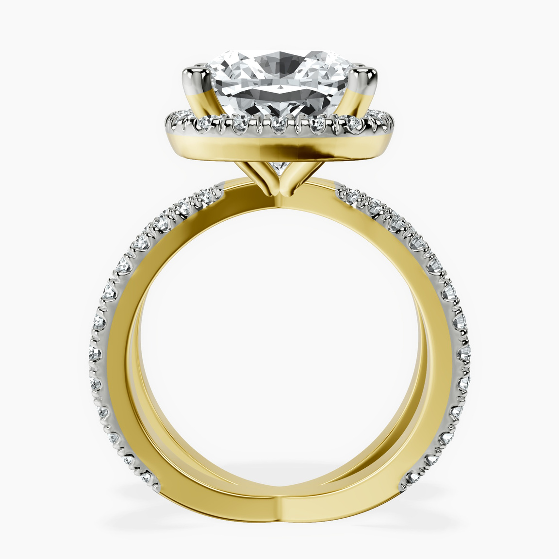 10kt Yellow Gold Electra Criss Cross Halo Lab Diamond Ring side right image one