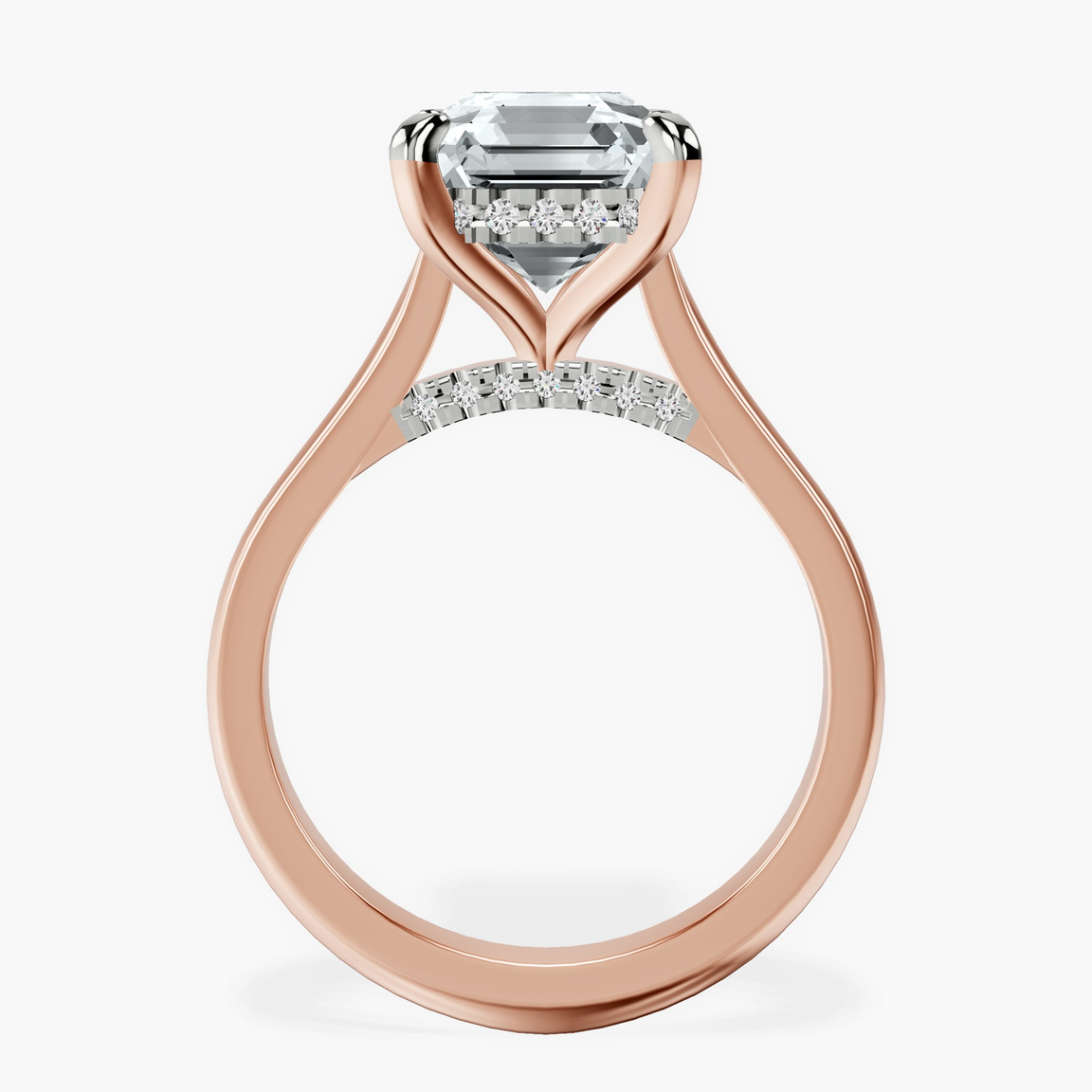 10kt Rose Gold Elsa Hidden Accents Solitaire Lab Diamond Ring side right image one