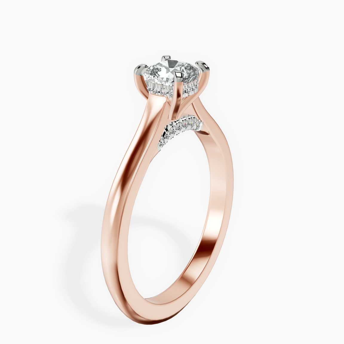 14kt Rose Gold Elsa Hidden Accents Solitaire Lab Diamond Ring standing product image one