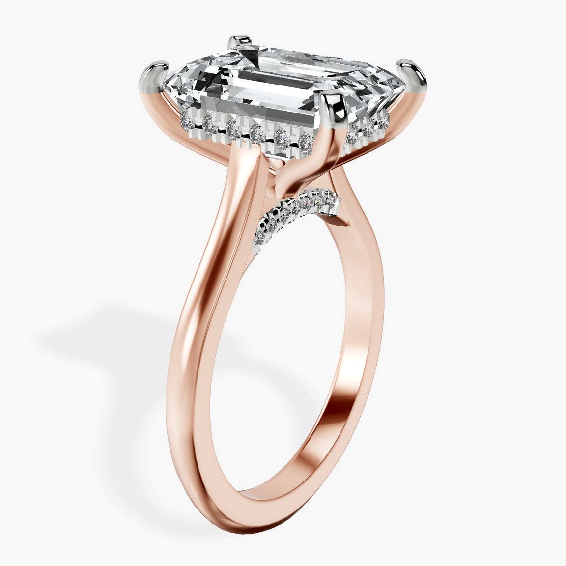 14kt Rose Gold Elsa Hidden Accents Solitaire Lab Diamond Ring standing product image one