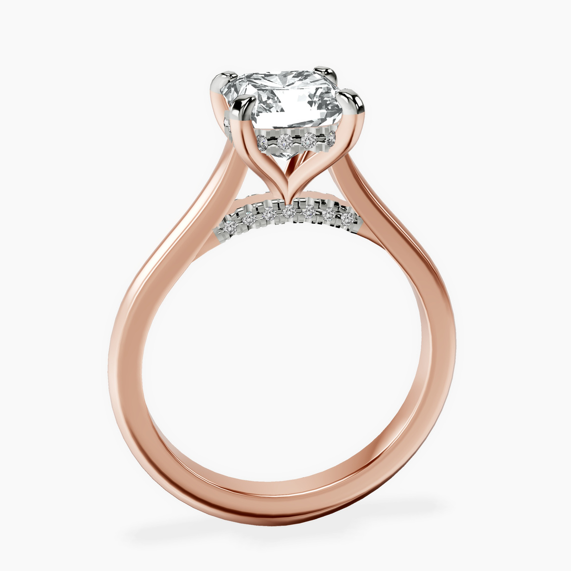 18ct Rose Gold Elsa Hidden Accents Solitaire Lab Diamond Ring side right image one