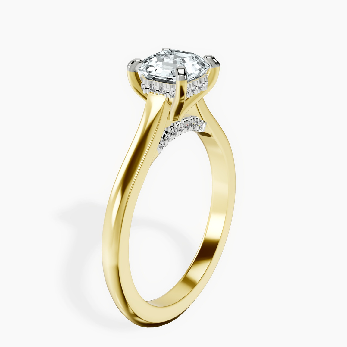 10kt Yellow Gold Elsa Hidden Accents Solitaire Lab Diamond Ring standing product image one