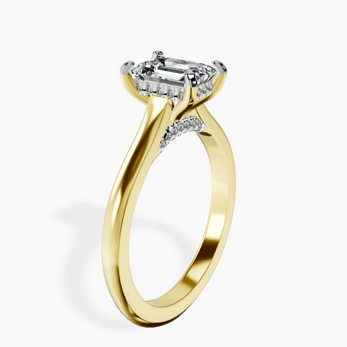 10kt Yellow Gold Elsa Hidden Accents Solitaire Lab Diamond Ring standing product image one