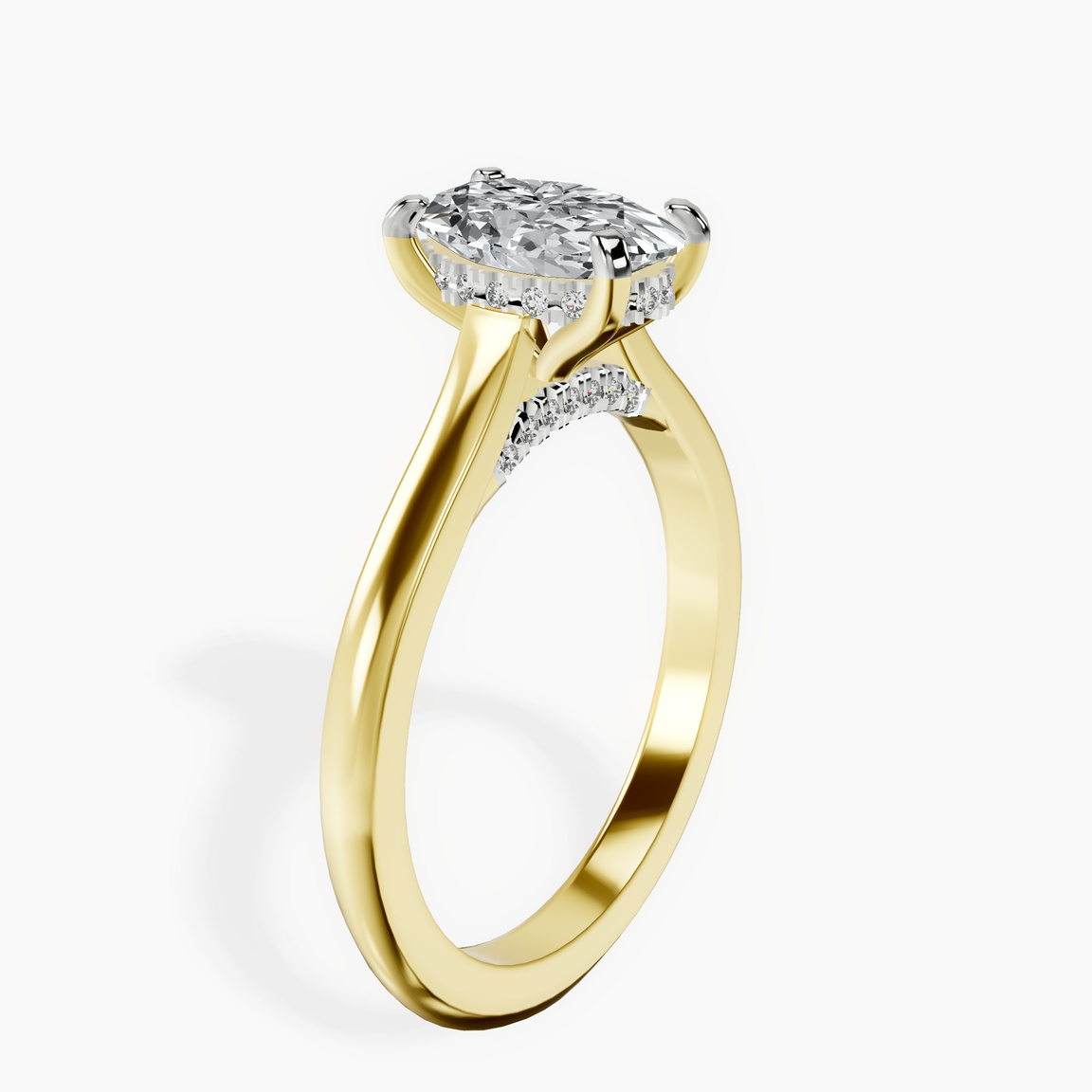 10kt Yellow Gold Elsa Hidden Accents Solitaire Lab Diamond Ring standing product image one