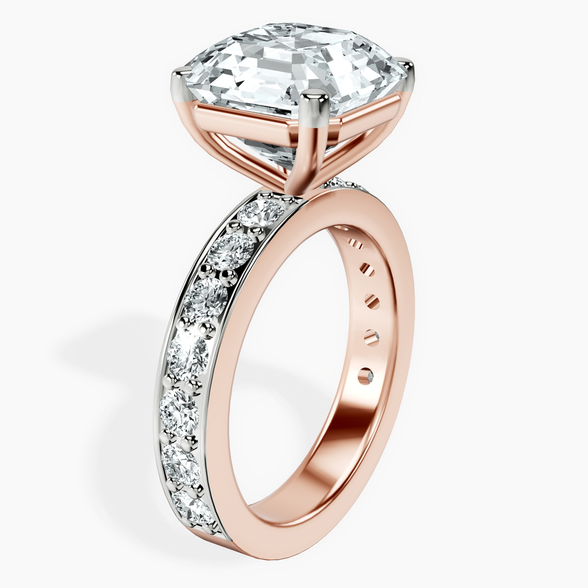 14kt Rose Gold Adele Side Stone Lab Diamond Ring standing product image one