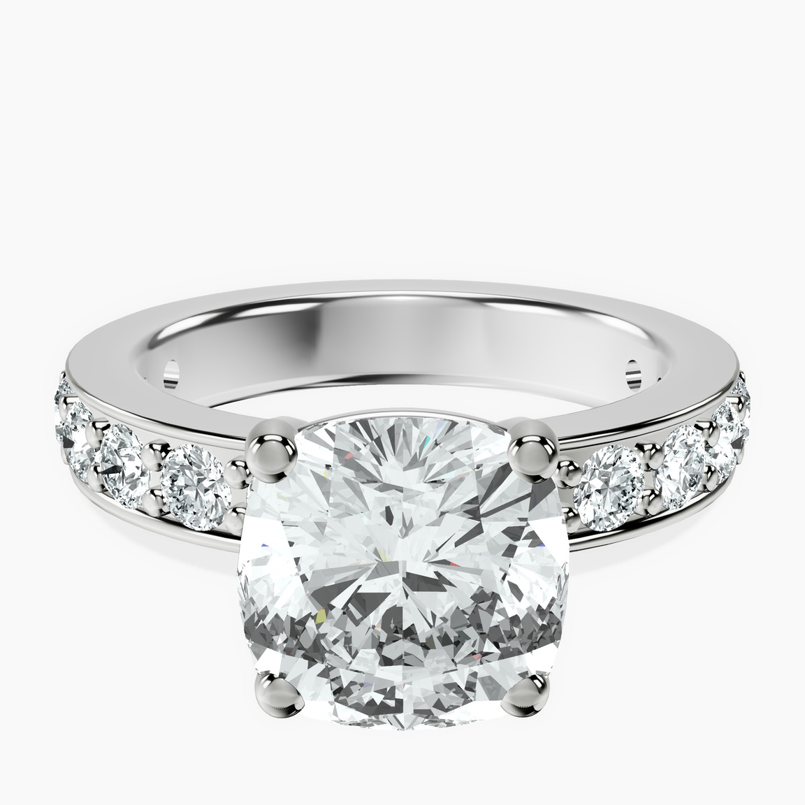 10kt White Gold Adele Side Stone Lab Diamond Ring front image