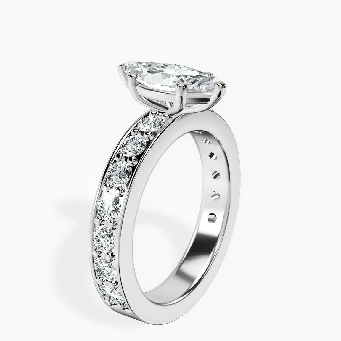 10kt White Gold Adele Side Stone Lab Diamond Ring standing product image one