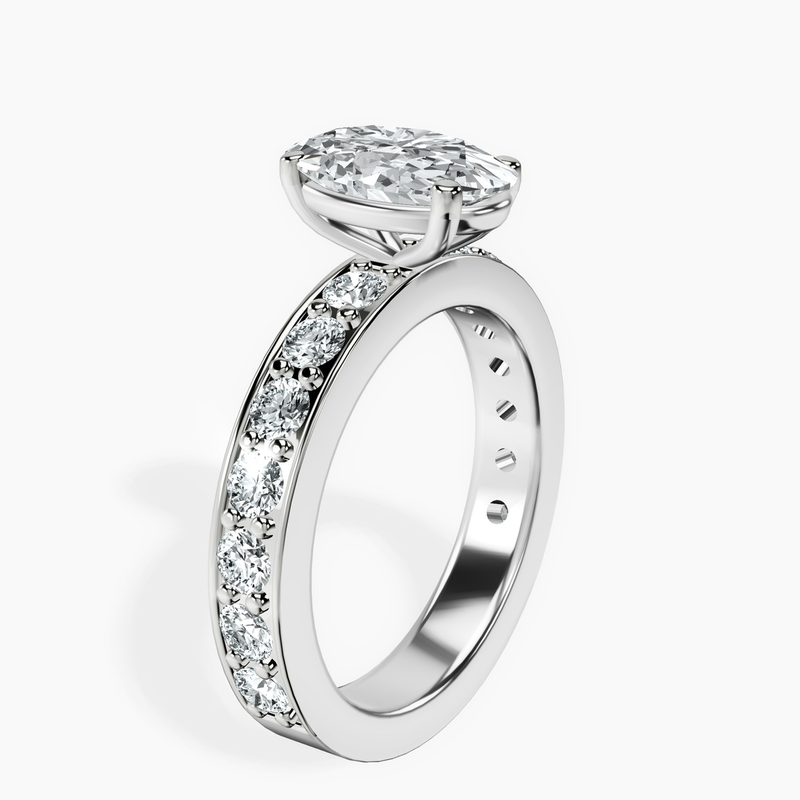 9ct White Gold Adele Side Stone Lab Diamond Ring standing product image one