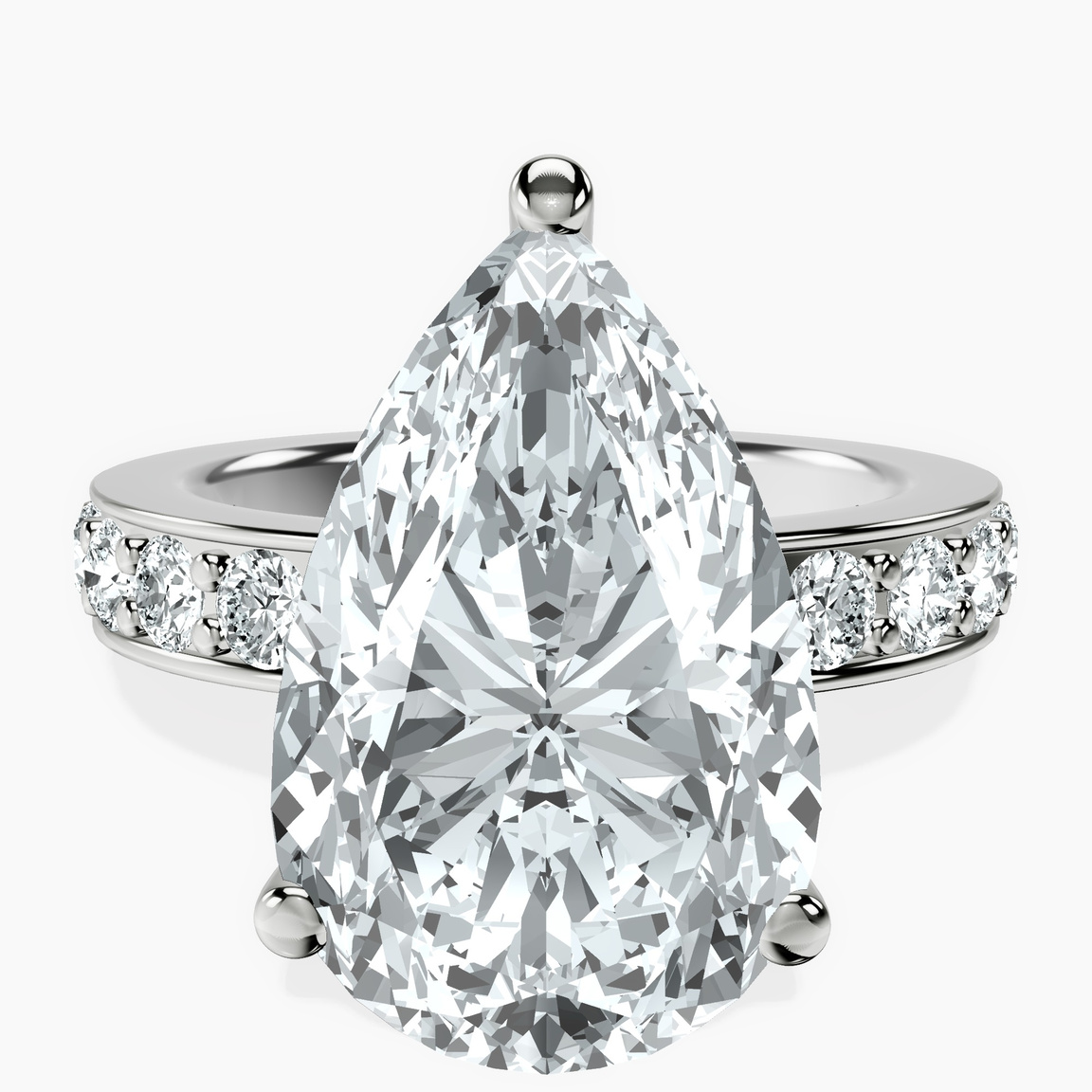 18kt White Gold Adele Side Stone Lab Diamond Ring front image