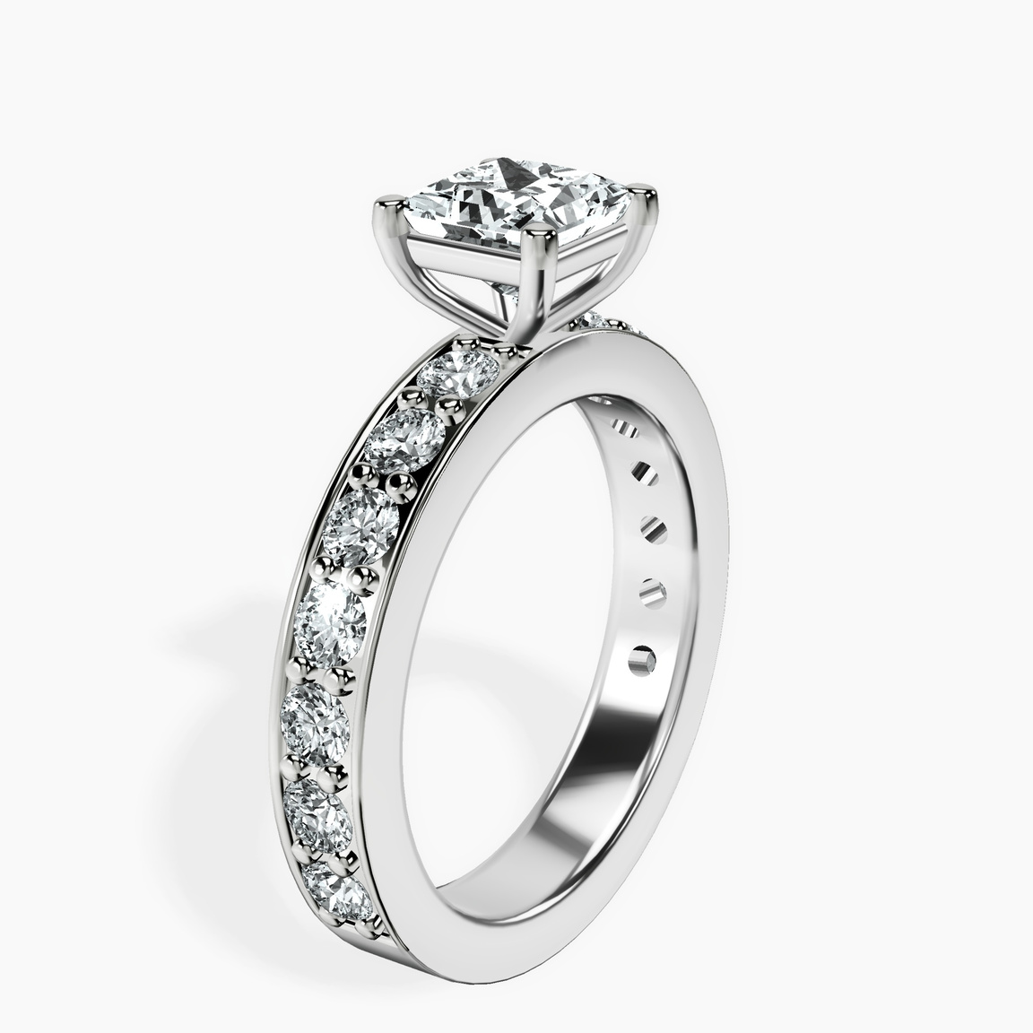 Platinum Adele Side Stone Lab Diamond Ring standing product image one