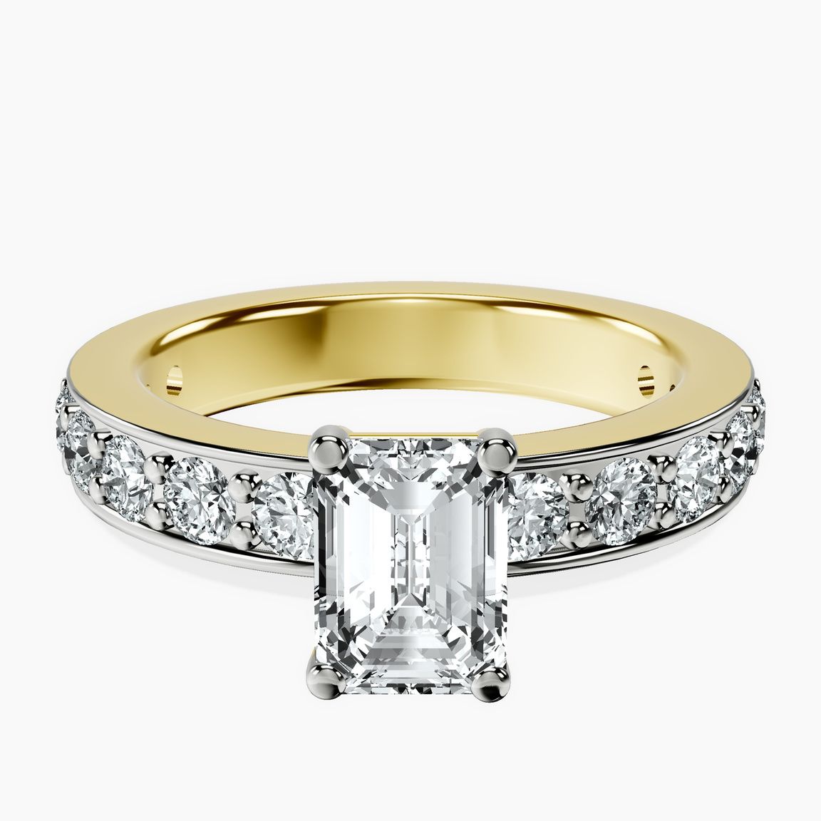 10kt Yellow Gold Adele Side Stone Lab Diamond Ring front image