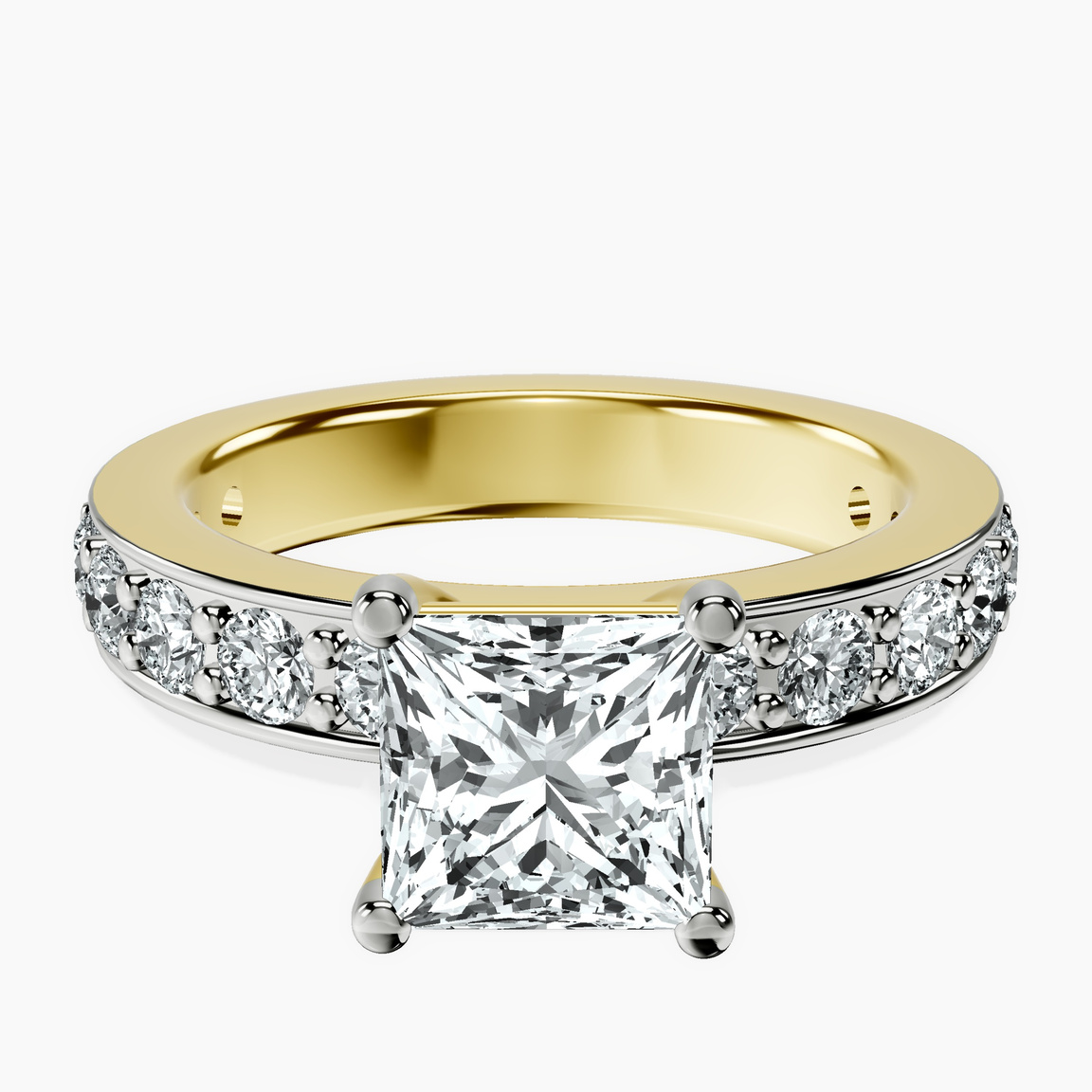 14ct Yellow Gold Adele Side Stone Lab Diamond Ring front image
