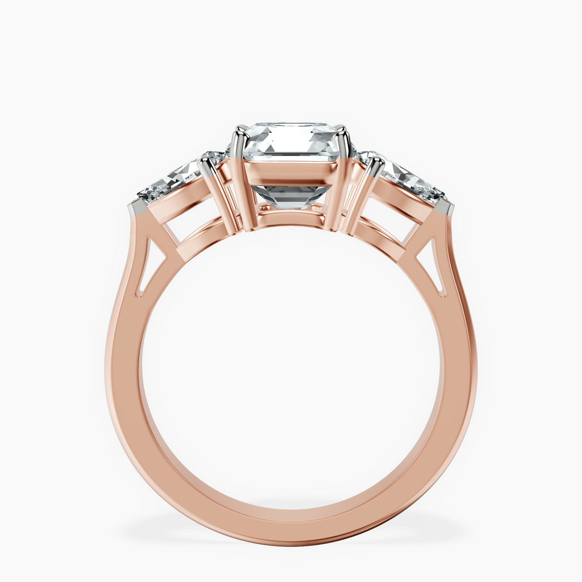 9ct Rose Gold Della Three stone Side Pear Lab Diamond Ring side right image one