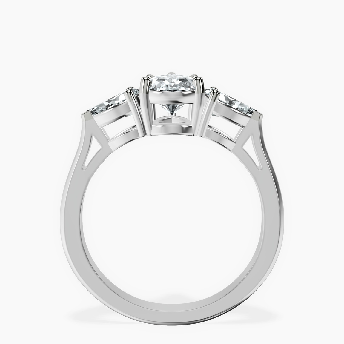 Platinum Della Three stone Side Pear Lab Diamond Ring side right image one