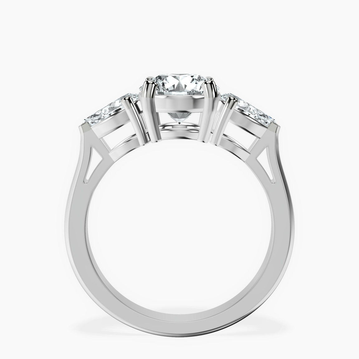 9ct White Gold Della Three stone Side Pear Lab Diamond Ring side right image one