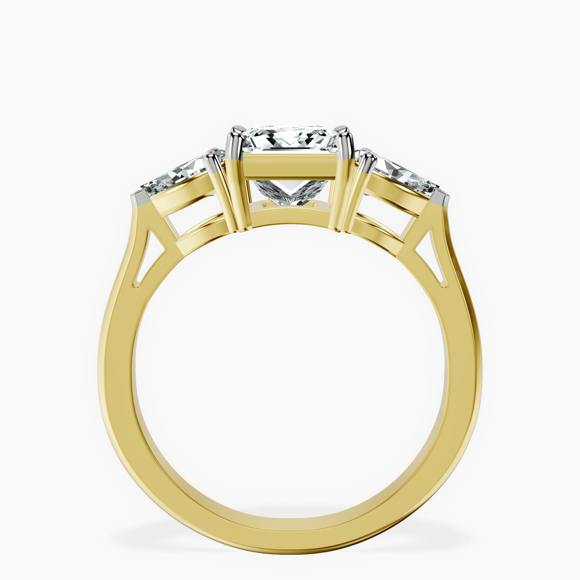 10kt Yellow Gold Della Three stone Side Pear Lab Diamond Ring side right image one