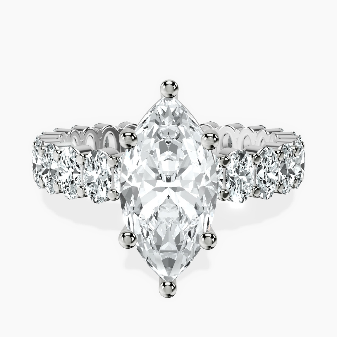 18ct White Gold Celeste Side Oval Lab Diamond Eternity Ring front image