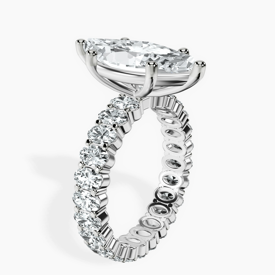 14kt White Gold Celeste Side Oval Lab Diamond Eternity Ring standing product image one