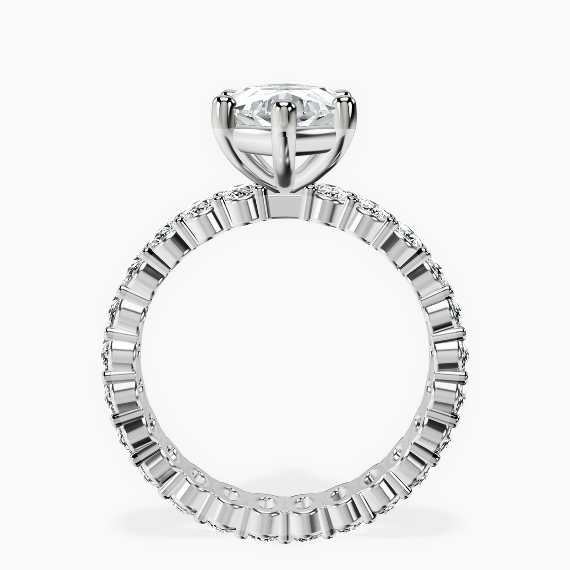 14kt White Gold Celeste Side Oval Lab Diamond Eternity Ring side right image one