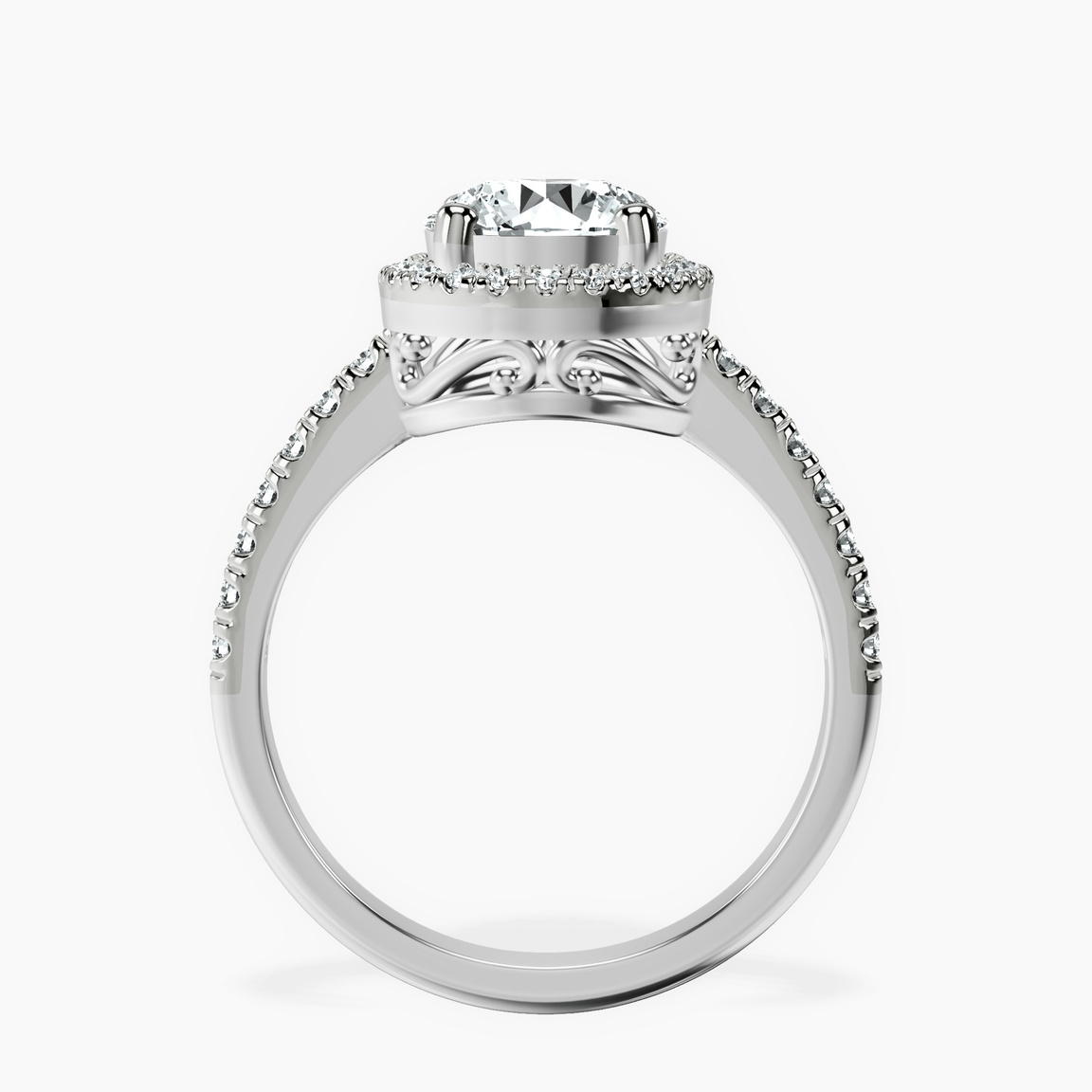 9ct White Gold Anastasia Halo Lab Diamond Ring side right image one