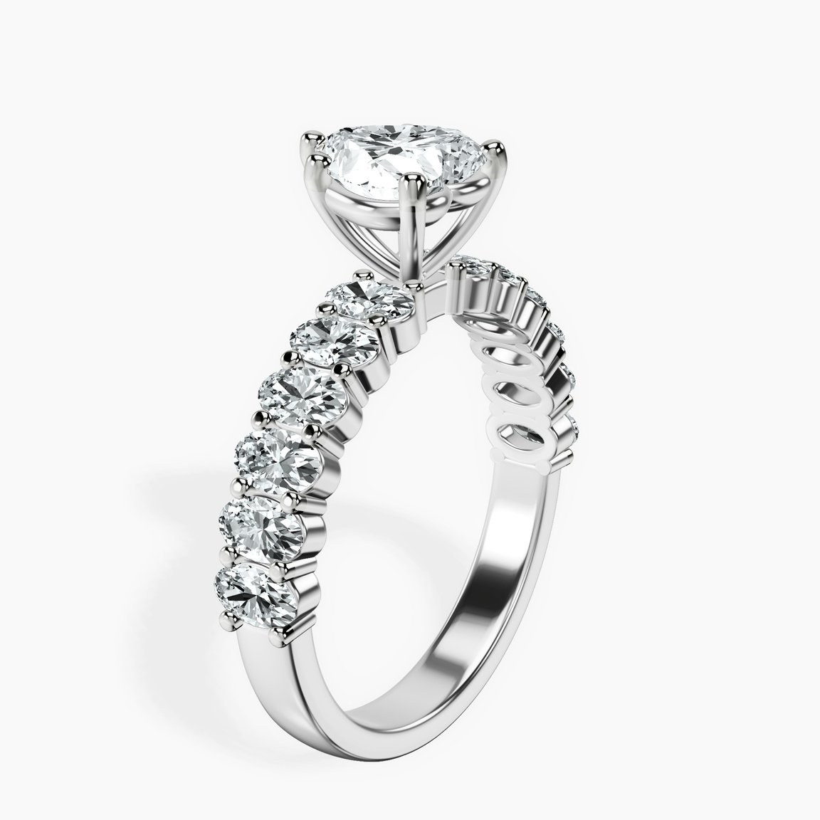 14kt White Gold Danica Side Oval Lab Diamond Eternity Ring standing product image one