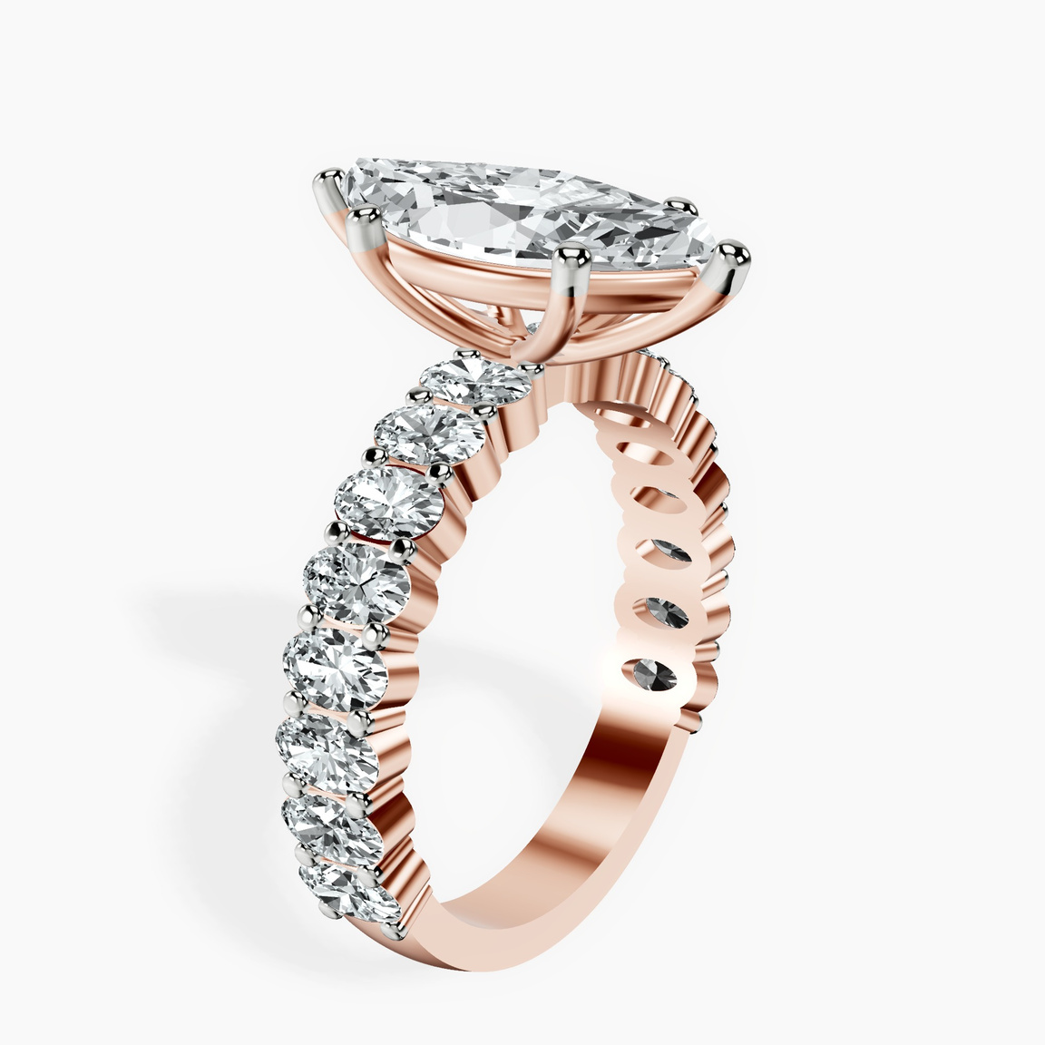 14kt Rose Gold Lillian Side Oval Lab Diamond Eternity Ring standing product image one