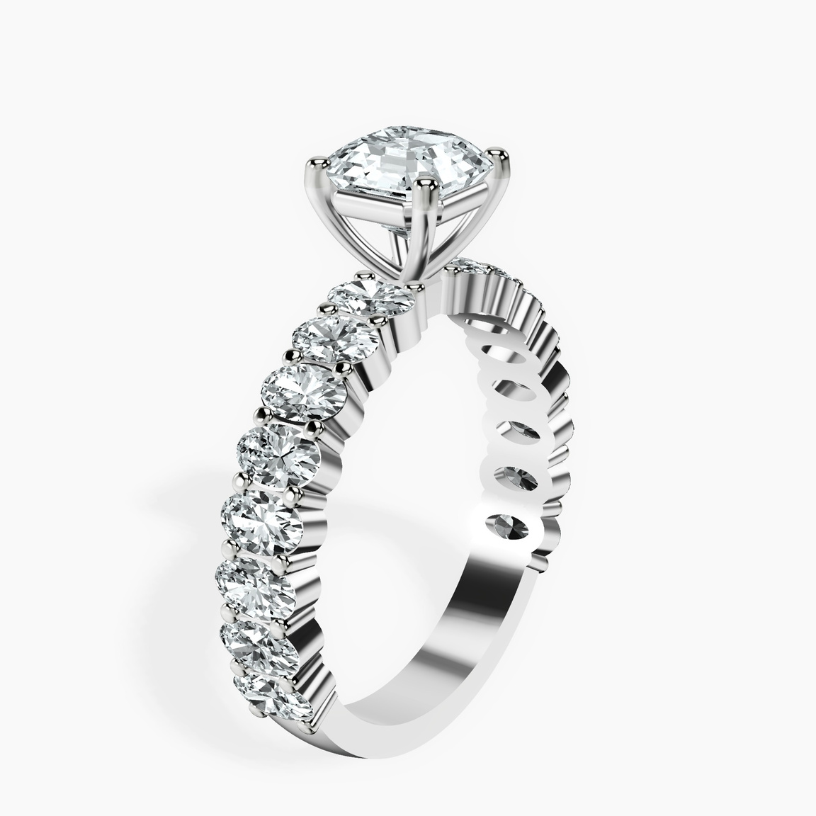 10kt White Gold Lillian Side Oval Lab Diamond Eternity Ring standing product image one