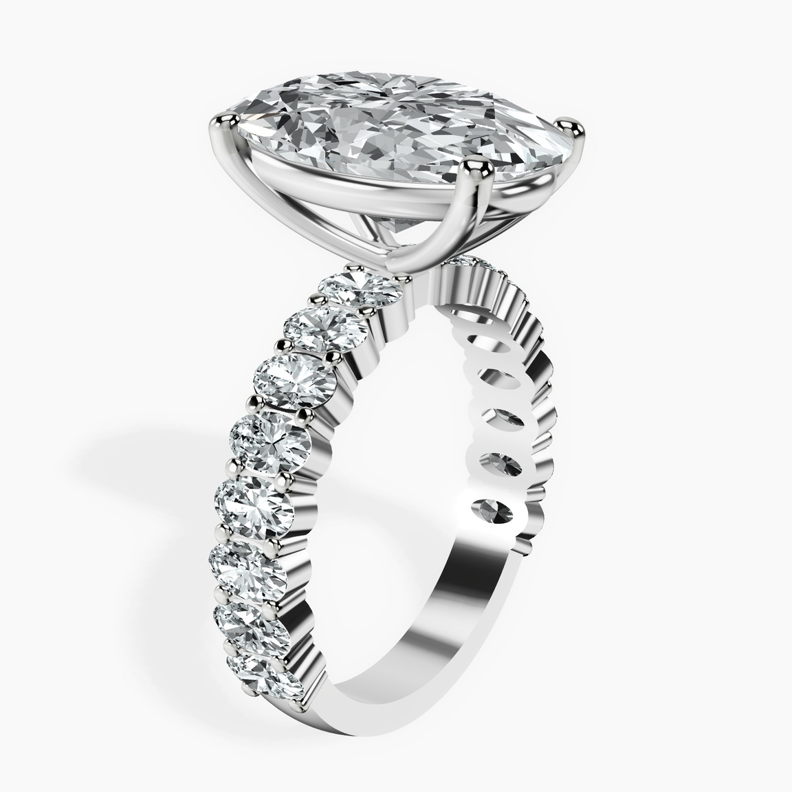 18kt White Gold Lillian Side Oval Lab Diamond Eternity Ring standing product image one