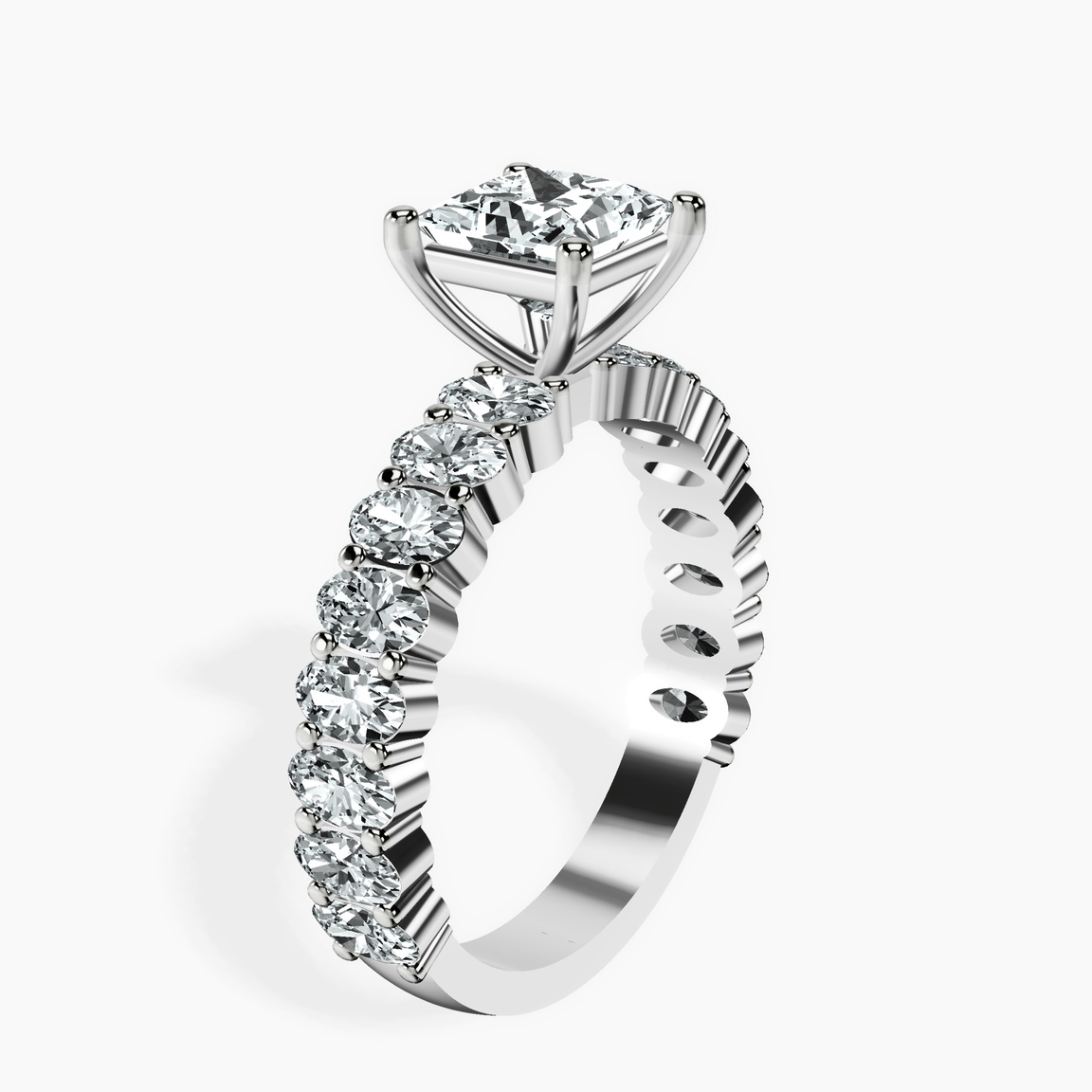 10kt White Gold Lillian Side Oval Lab Diamond Eternity Ring standing product image one