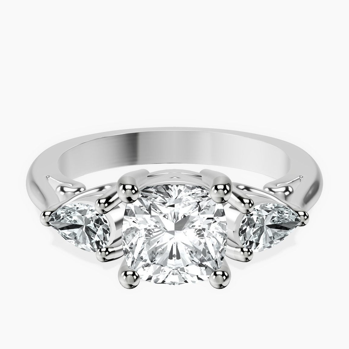 Platinum Leona Three stone Side Pear Lab Diamond Ring front image
