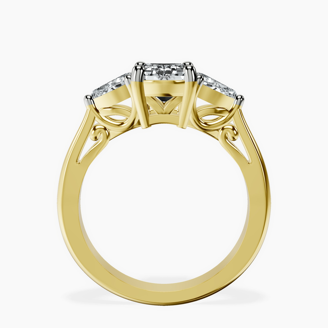 9ct Yellow Gold Leona Three stone Side Pear Lab Diamond Ring side right image one