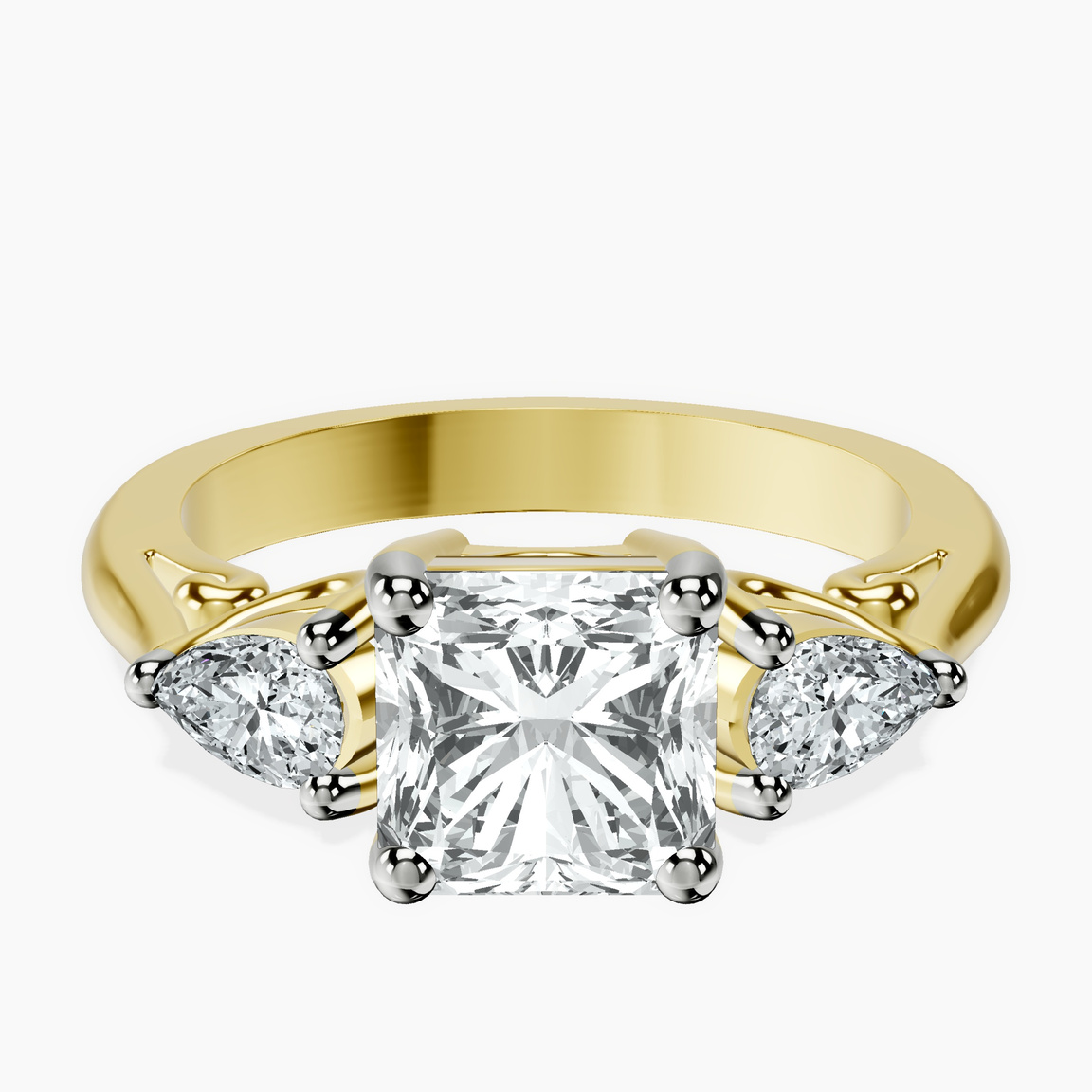 14kt Yellow Gold Leona Three stone Side Pear Lab Diamond Ring front image