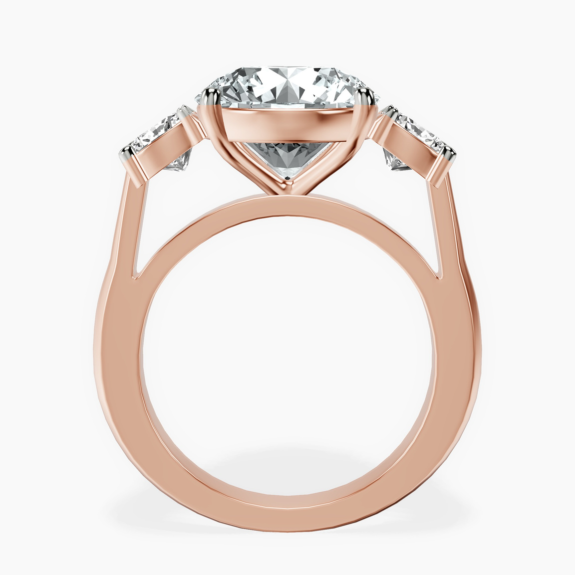 10kt Rose Gold Kinsley Three Stone Side Cushion Lab Diamond Ring side right image one