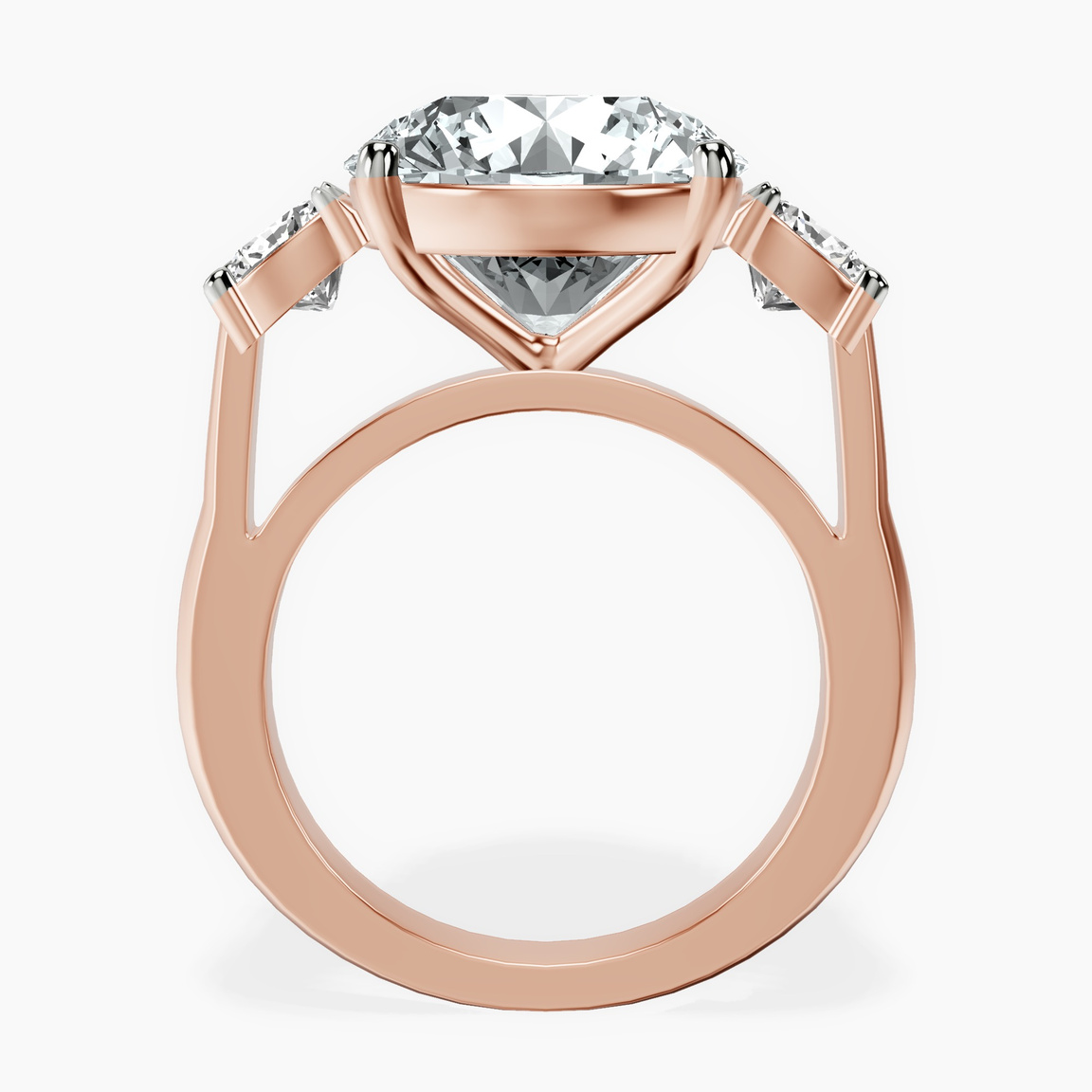 14kt Rose Gold Kinsley Three Stone Side Cushion Lab Diamond Ring side right image one