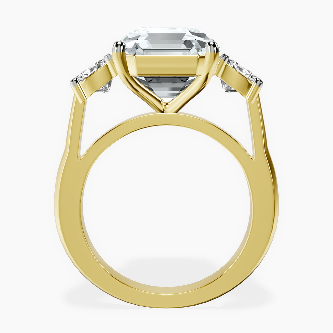14kt Yellow Gold Kinsley Three Stone Side Cushion Lab Diamond Ring side right image one