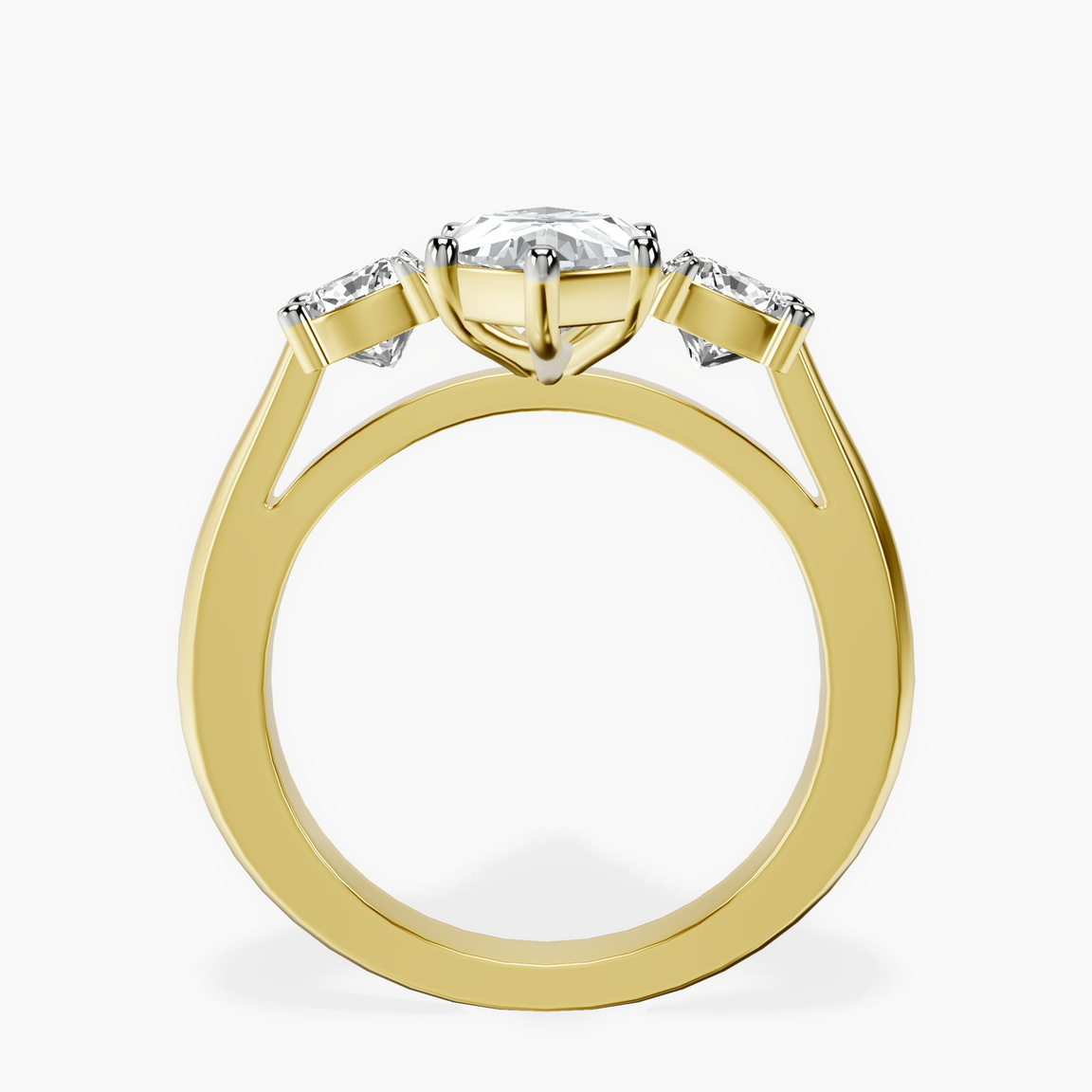 10kt Yellow Gold Kinsley Three Stone Side Cushion Lab Diamond Ring side right image one