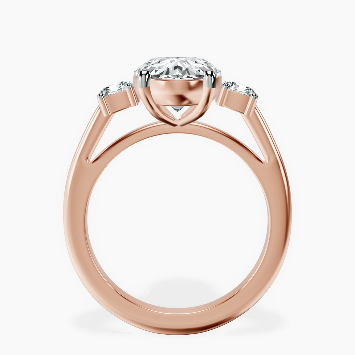 14kt Rose Gold Emery Three Stone Side Cushion Lab Diamond Ring side right image one