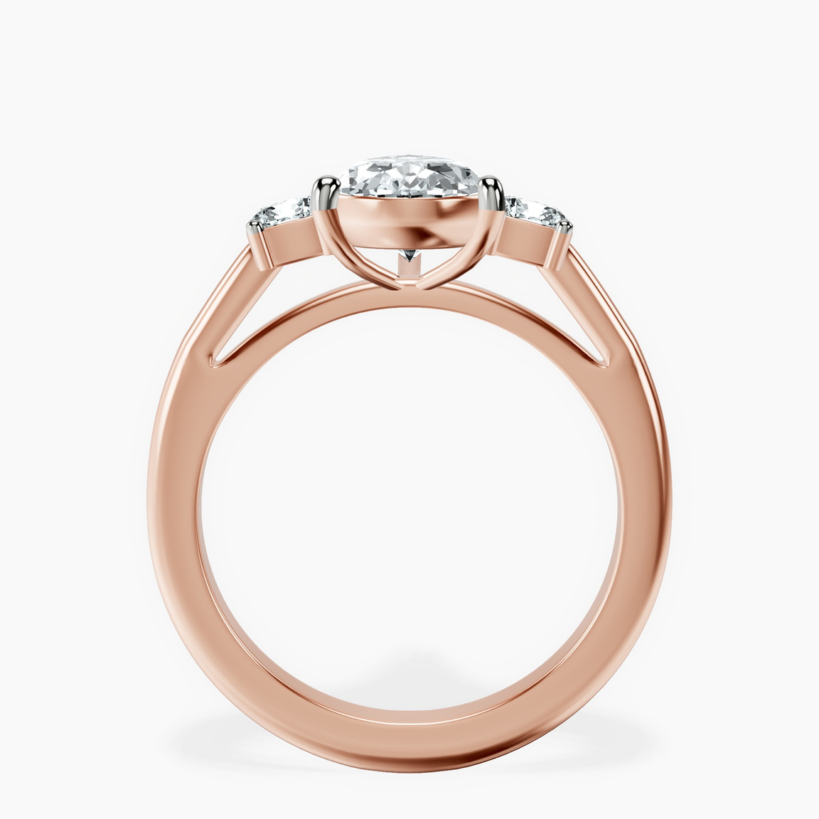 9ct Rose Gold Emery Three Stone Side Cushion Lab Diamond Ring side right image one