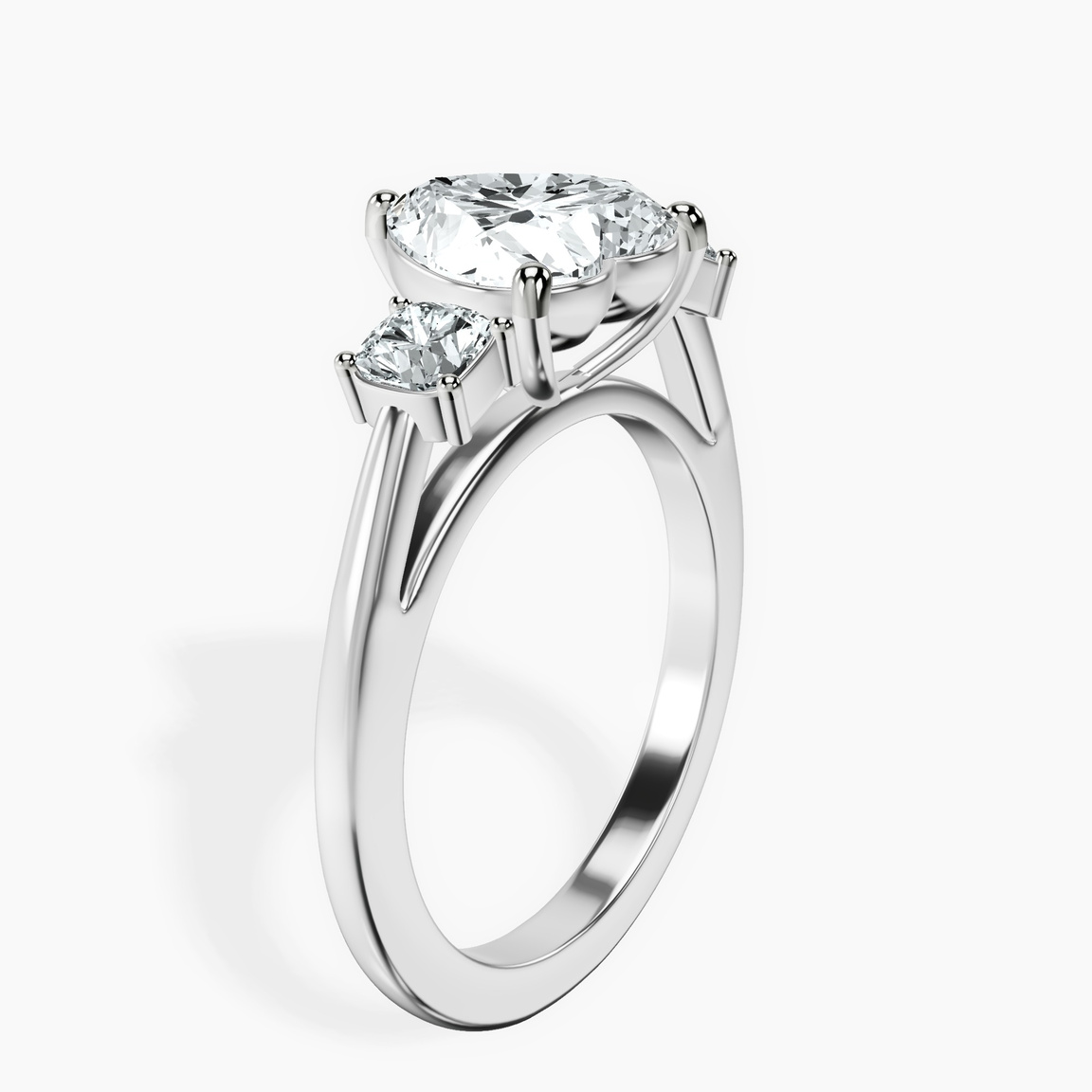 Platinum Emery Three Stone Side Cushion Lab Diamond Ring standing product image one