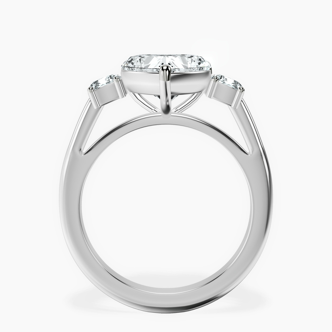 Platinum Emery Three Stone Side Cushion Lab Diamond Ring side right image one