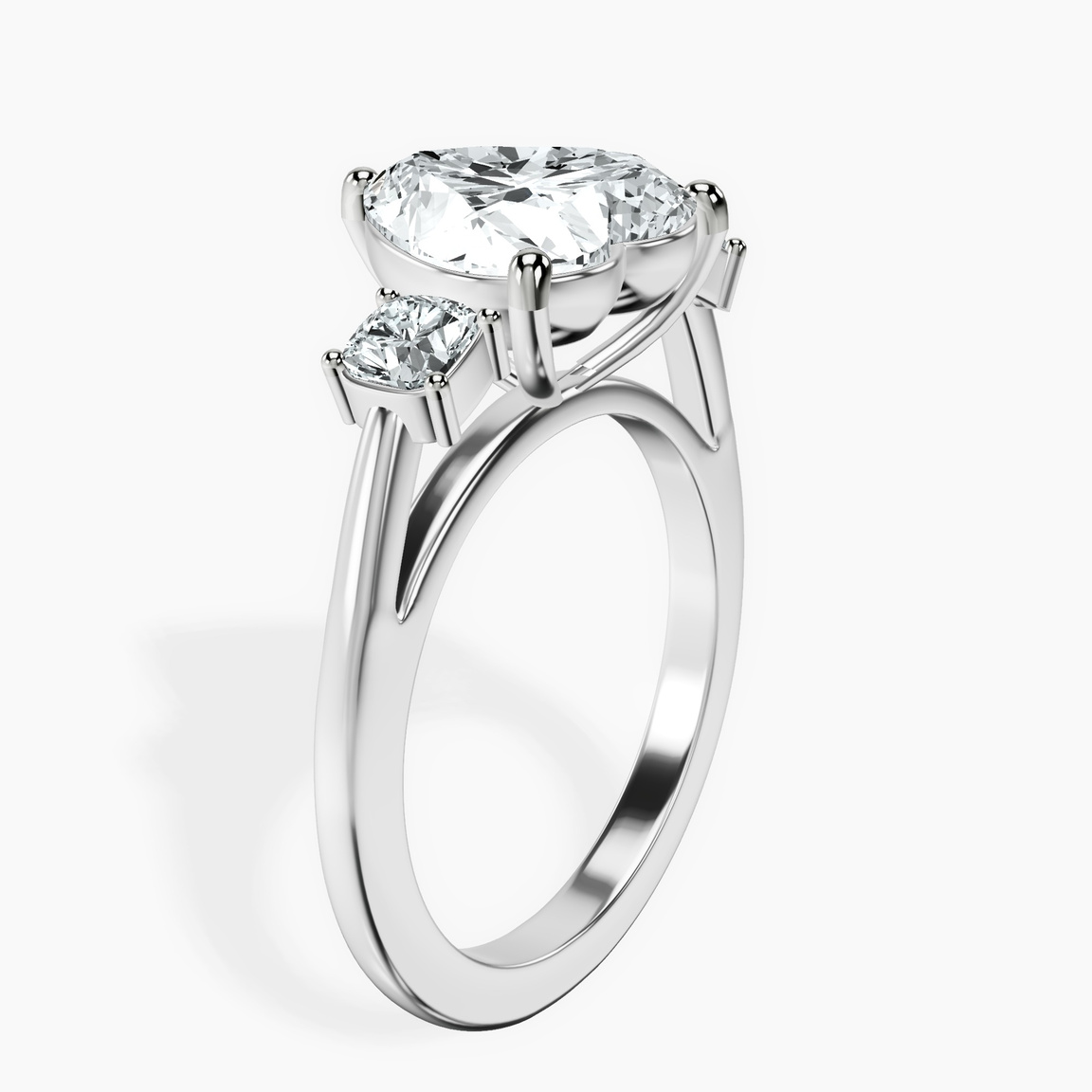 10kt White Gold Emery Three Stone Side Cushion Lab Diamond Ring standing product image one