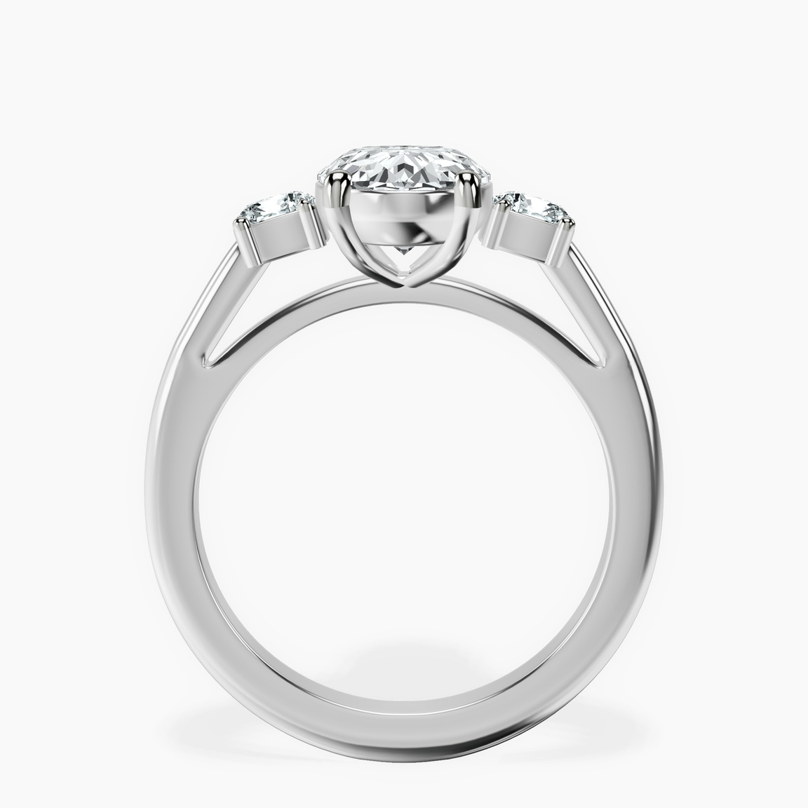14kt White Gold Emery Three Stone Side Cushion Lab Diamond Ring side right image one