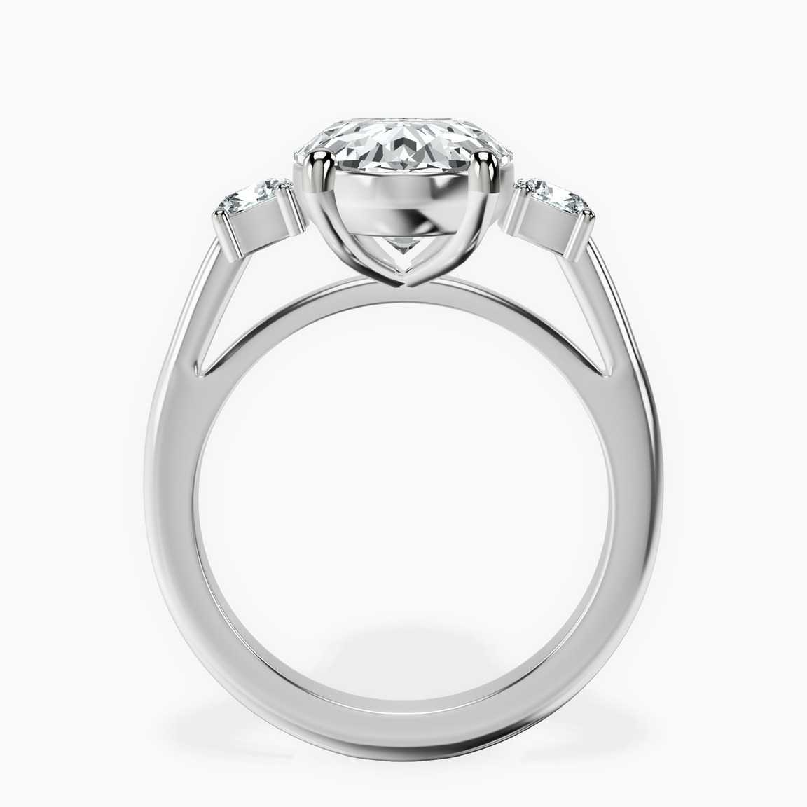 10kt White Gold Emery Three Stone Side Cushion Lab Diamond Ring side right image one